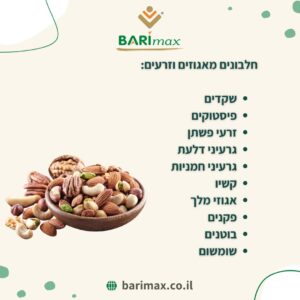 חלבונים מאגוזים וזרעים – שקדים, אגוזי מלך, גרעיני דלעת ושומשום